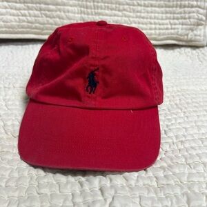 NWOT LEATHER ADJUSTABLE STRAP Polo Ralph Lauren Red Cap hat OS